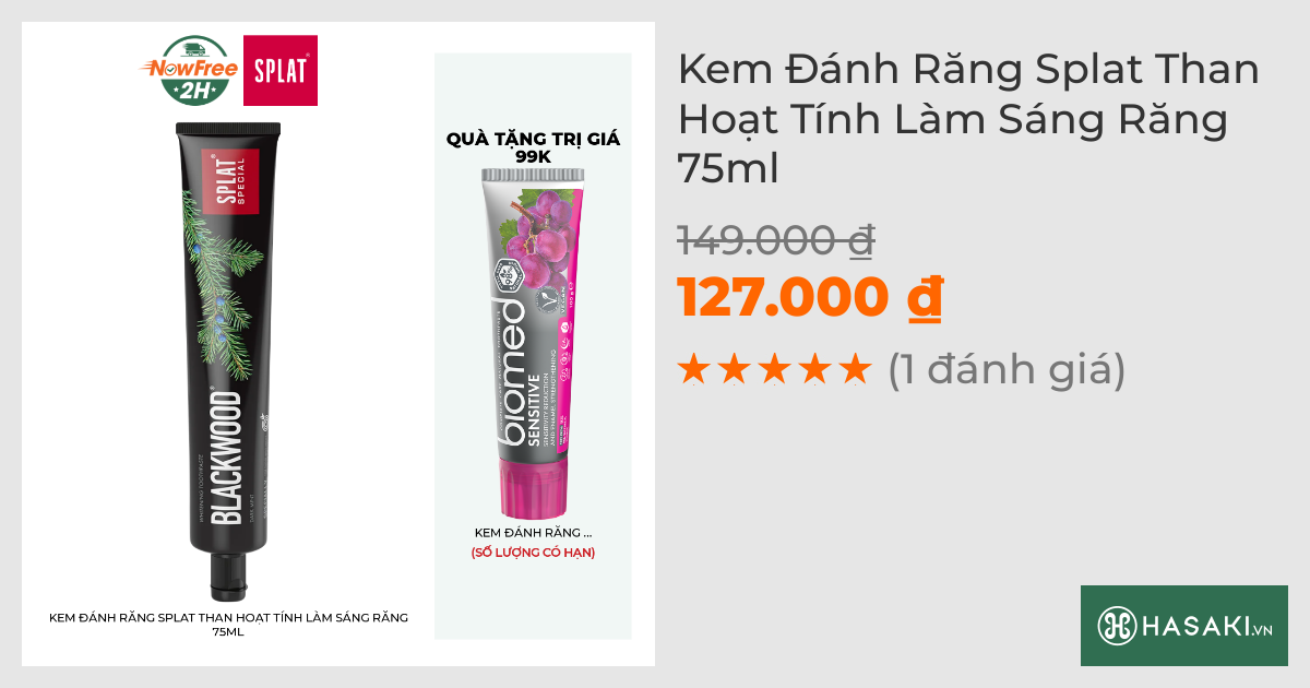 Kem Đánh Răng Splat Than Hoạt Tính Làm Sáng Răng 75ml