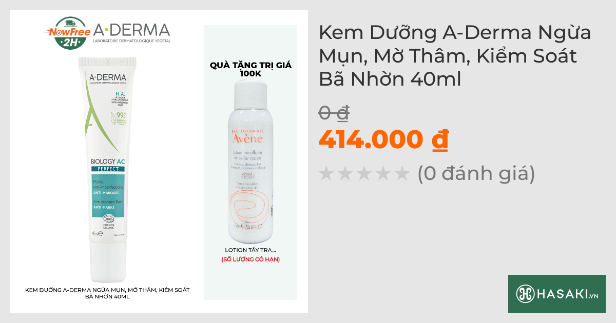 Kem Dưỡng A-Derma Ngừa Mụn, Mờ Thâm, Kiểm Soát Bã Nhờn 40ml