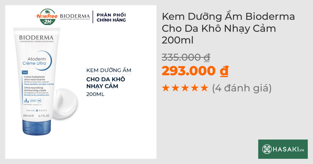 Kem Dưỡng Ẩm Bioderma Cho Da Khô Nhạy Cảm 200ml