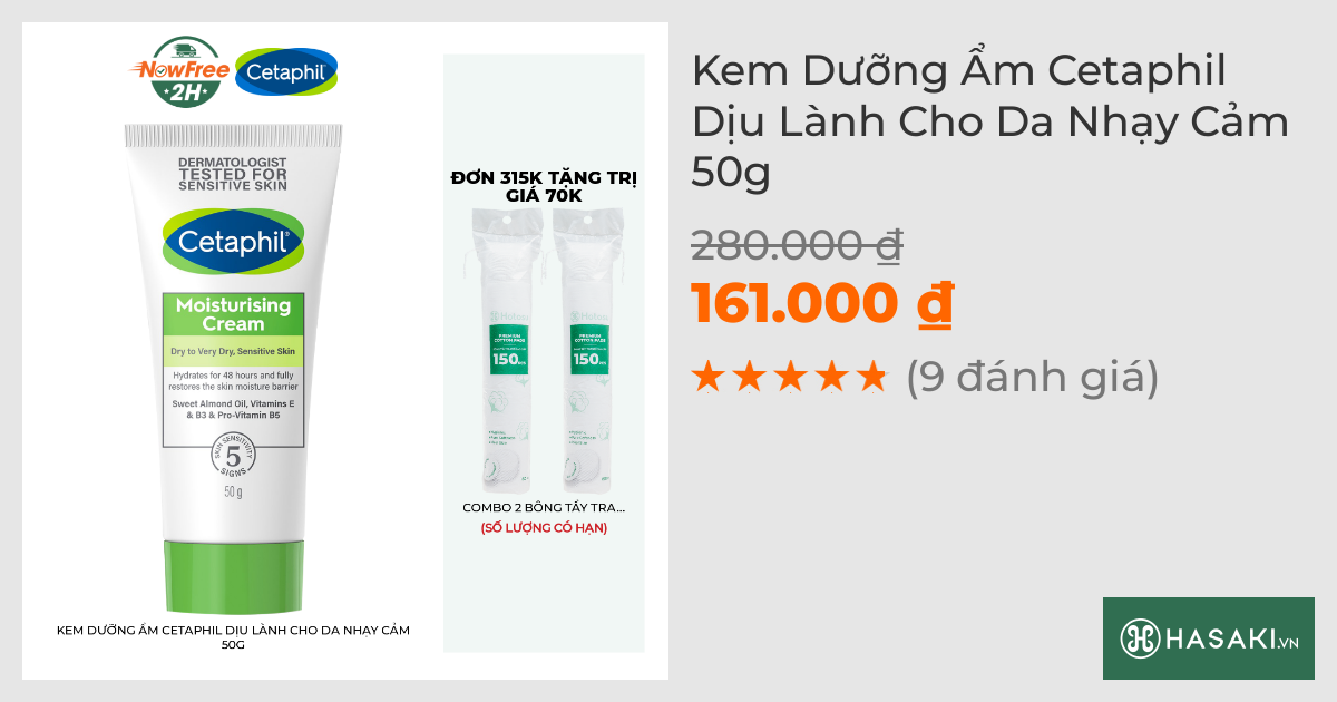 Kem Dưỡng Ẩm Cetaphil Dịu Lành Cho Da Nhạy Cảm 50g