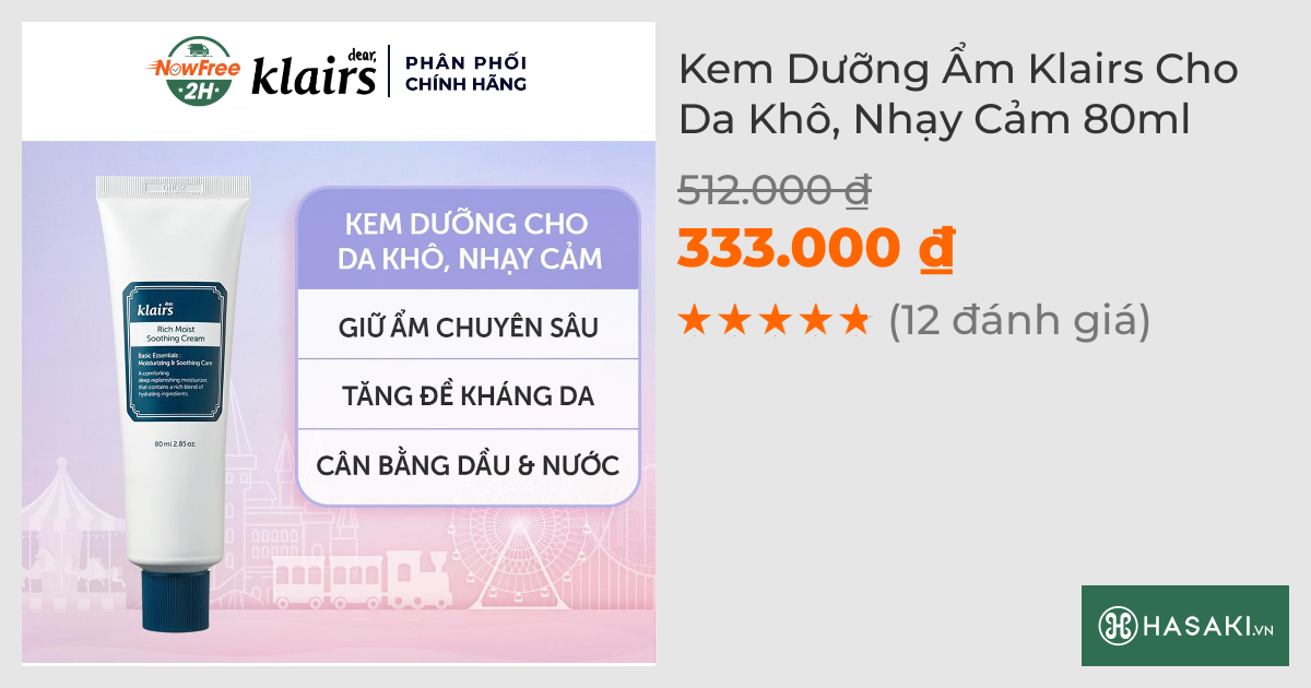 Kem Dưỡng Ẩm Klairs Cho Da Khô, Nhạy Cảm 80ml