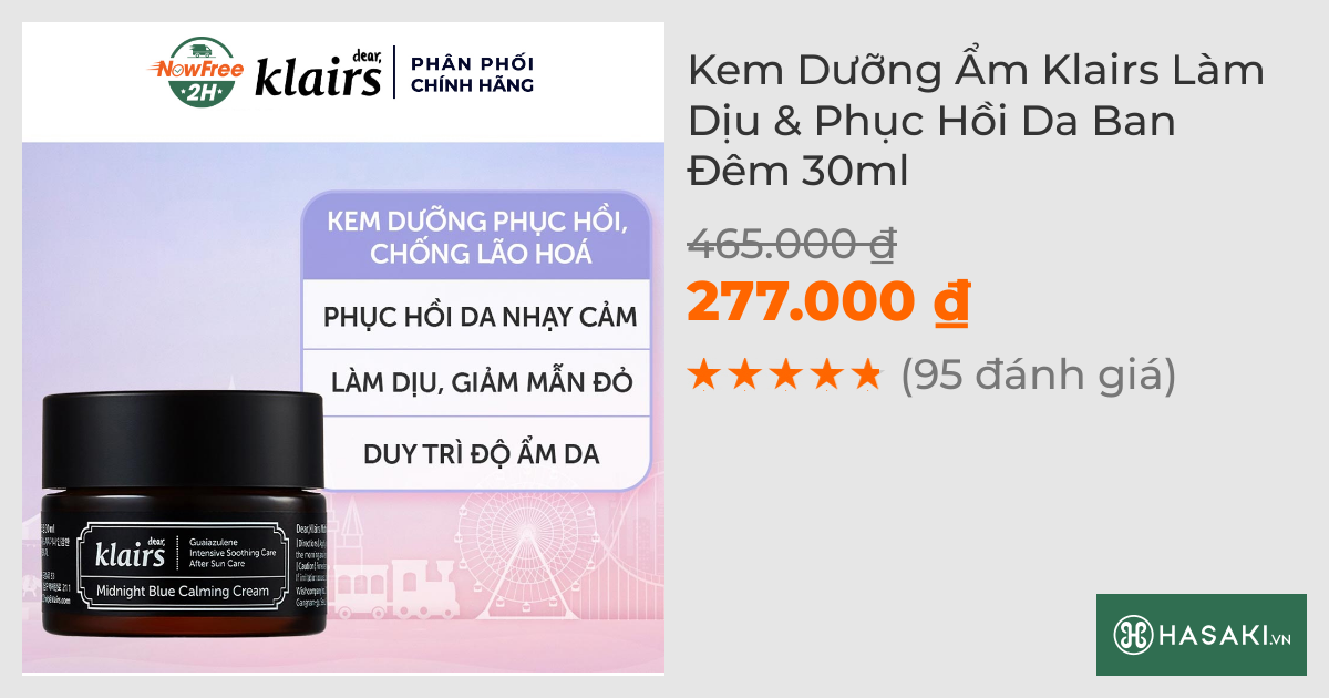 Kem Dưỡng Ẩm Klairs Làm Dịu & Phục Hồi Da Ban Đêm 30ml