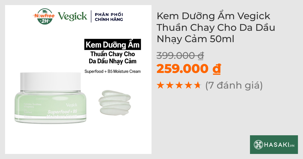 Kem Dưỡng Ẩm Vegick Thuần Chay Cho Da Dầu Nhạy Cảm 50ml