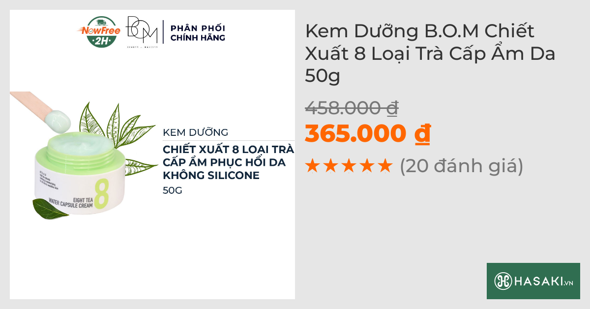 Kem Dưỡng B.O.M Chiết Xuất 8 Loại Trà Cấp Ẩm Da 50g