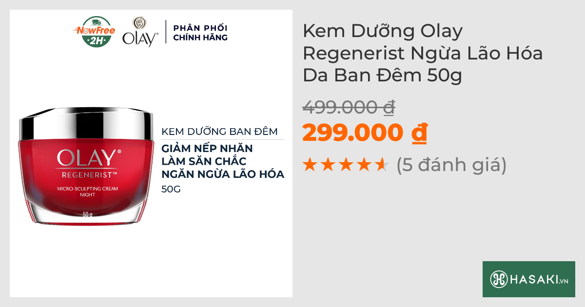 Kem Dưỡng Olay Regenerist Ngừa Lão Hóa Da Ban Đêm 50g