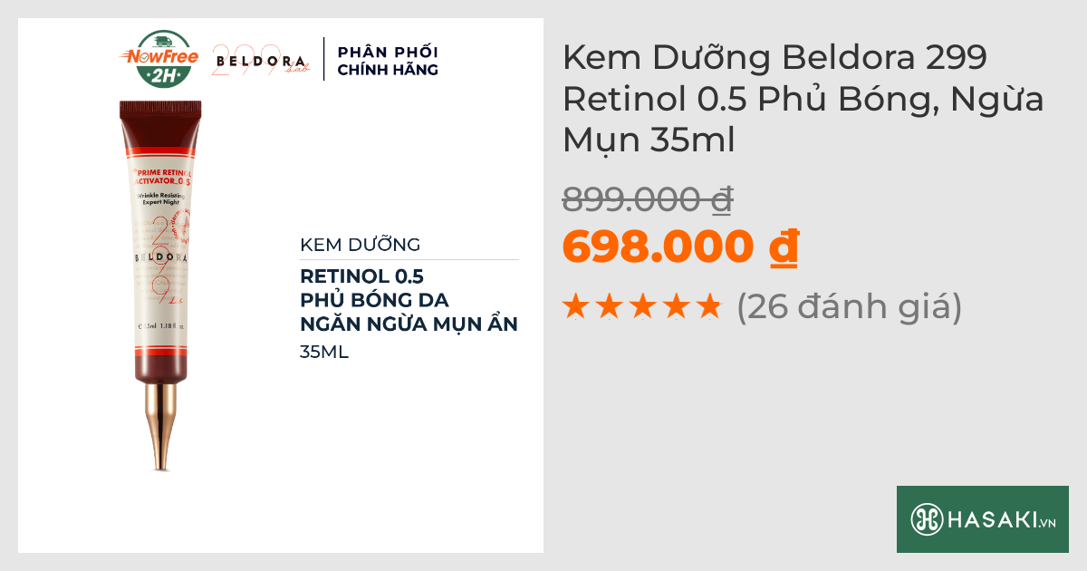 Kem Dưỡng Beldora 299 Retinol 0.5 Phủ Bóng, Ngừa Mụn 35ml