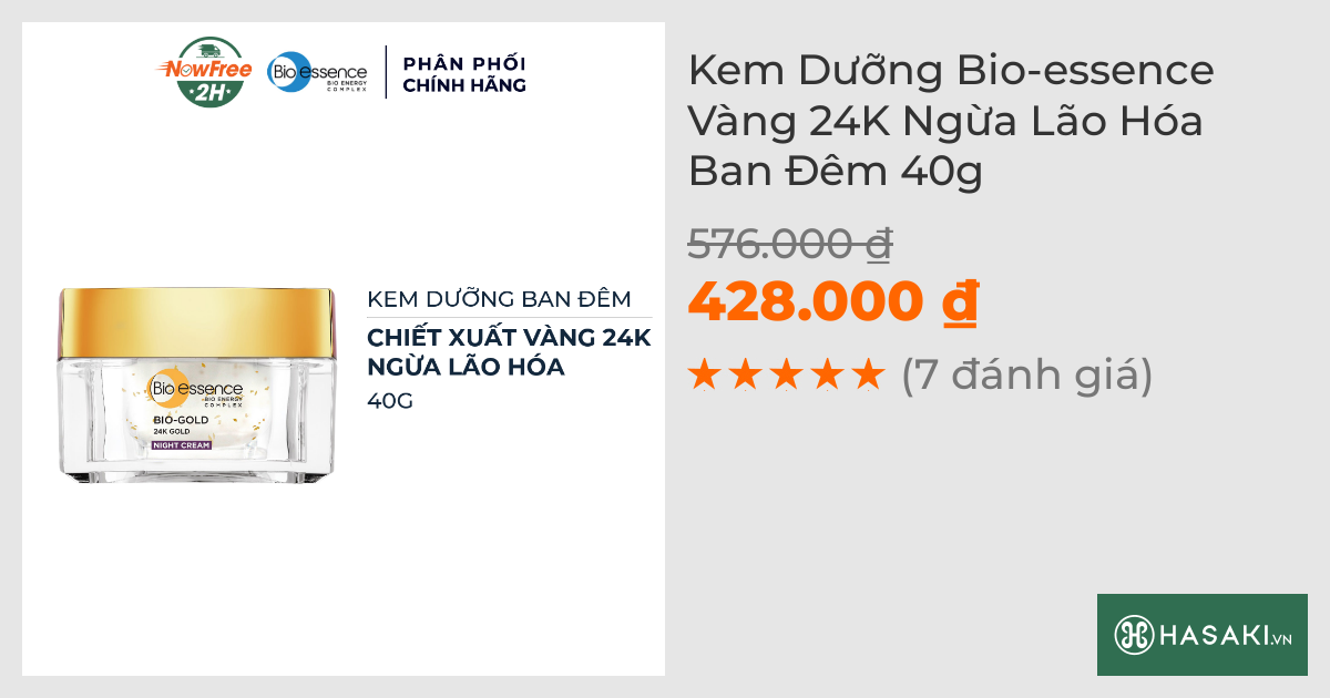 Kem Dưỡng Bio-essence Vàng 24K Ngừa Lão Hóa Ban Đêm 40g