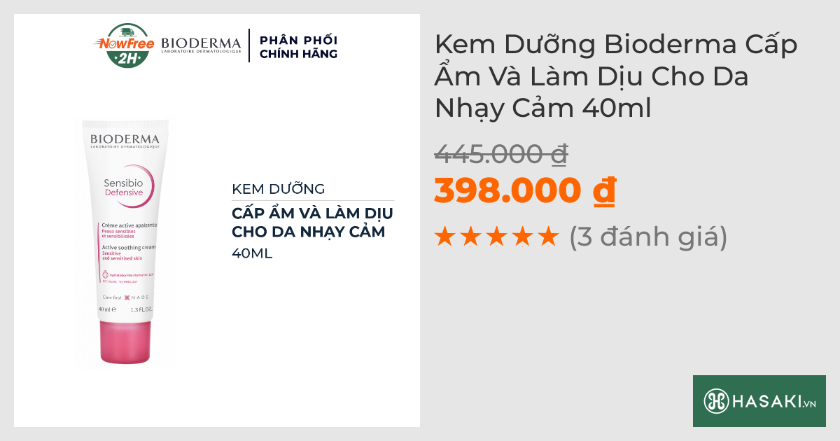 Kem Dưỡng Bioderma Cấp Ẩm Và Làm Dịu Cho Da Nhạy Cảm 40ml