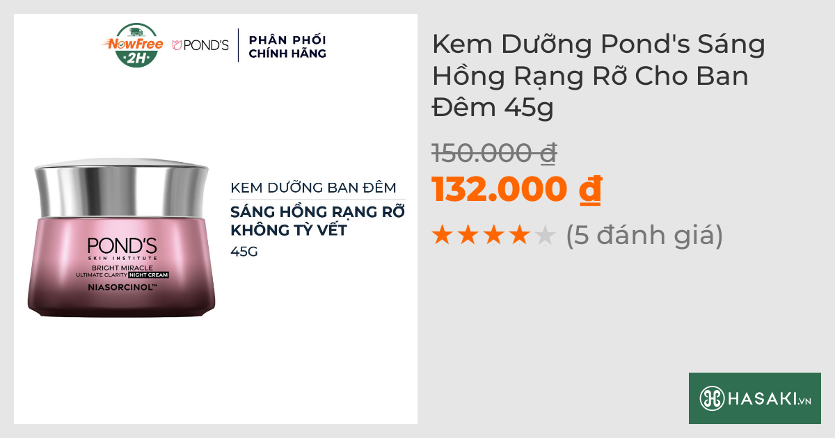 Kem Dưỡng Pond's Sáng Hồng Rạng Rỡ Cho Ban Đêm 45g