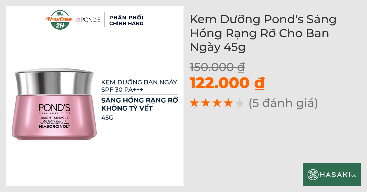 Kem Dưỡng Pond's Sáng Hồng Rạng Rỡ Cho Ban Ngày 45g