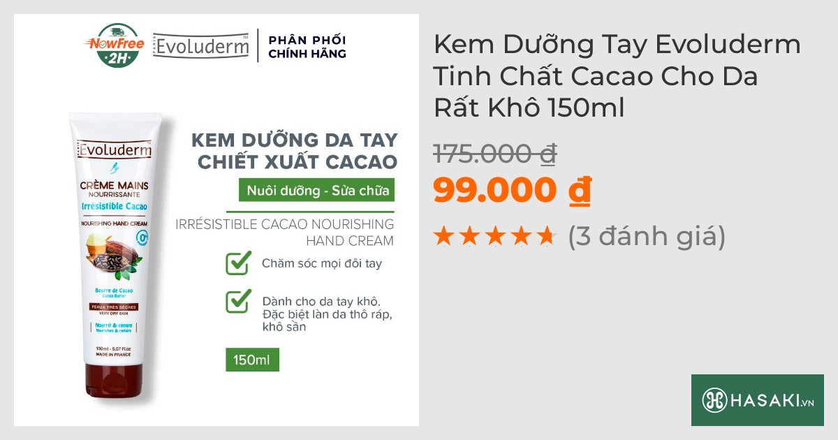 Kem Dưỡng Tay Evoluderm Tinh Chất Cacao Cho Da Rất Khô 150ml