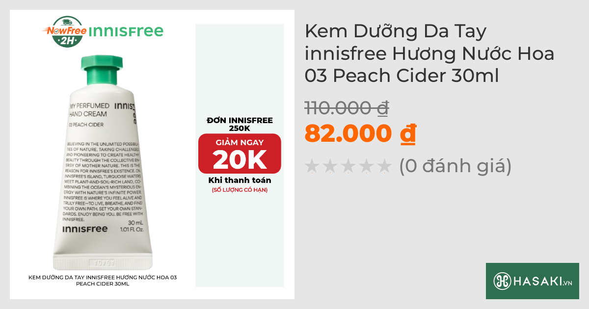 Kem Dưỡng Da Tay innisfree Hương Nước Hoa 03 Peach Cider 30ml