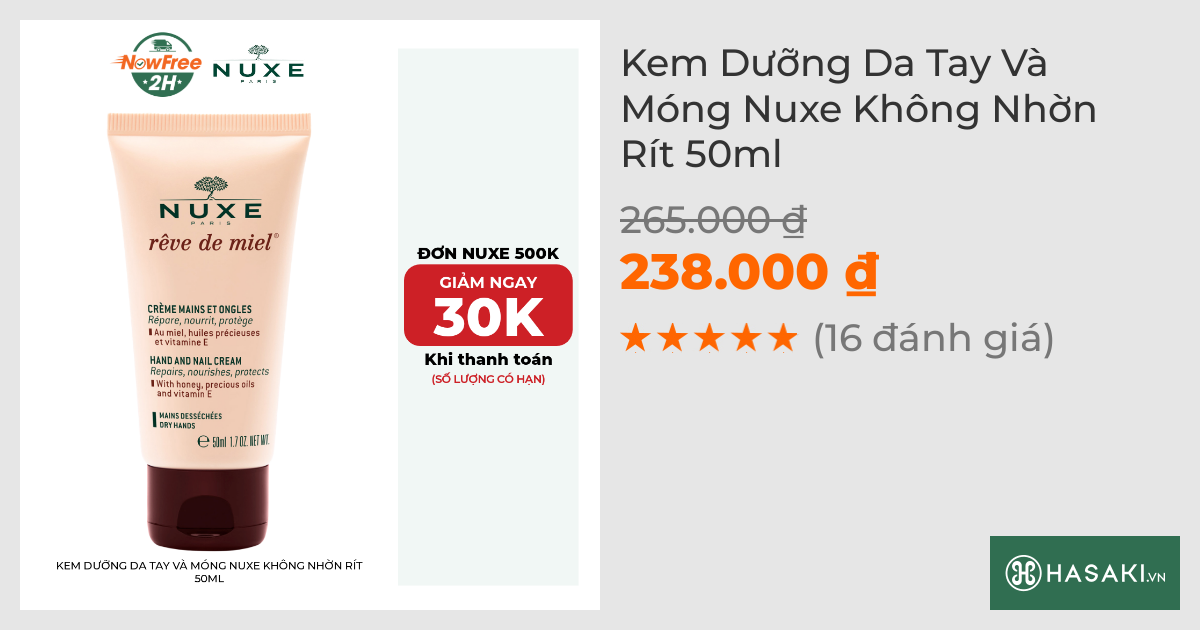 Kem Dưỡng Da Tay Và Móng Nuxe Không Nhờn Rít 50ml