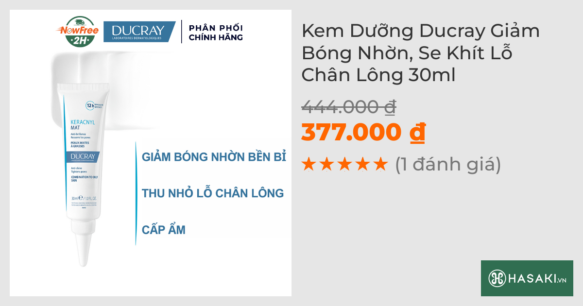 Kem Dưỡng Ducray Giảm Bóng Nhờn, Se Khít Lỗ Chân Lông 30ml