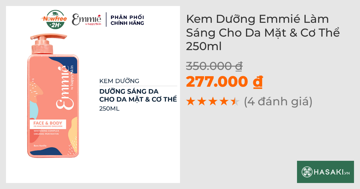 Kem Dưỡng Emmié Làm Sáng Cho Da Mặt & Cơ Thể 250ml