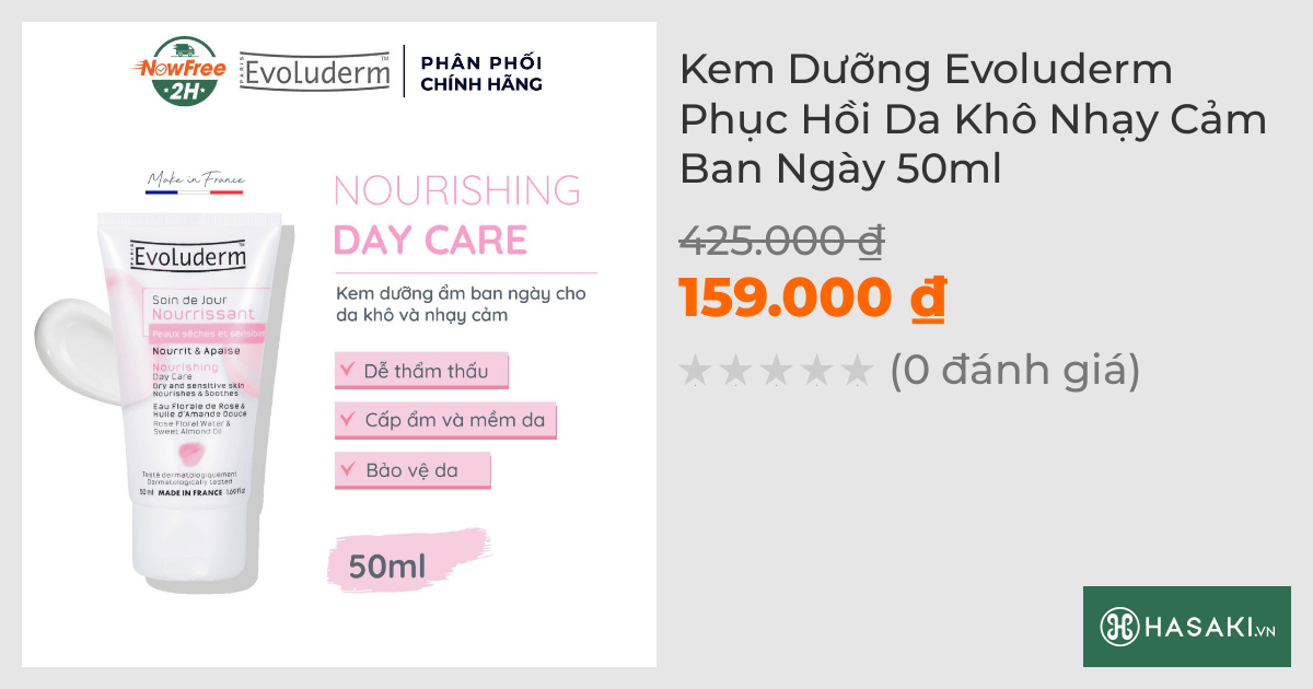 Kem Dưỡng Ẩm Evoluderm Ban Ngày Cho Da Khô Nhạy Cảm 50ml