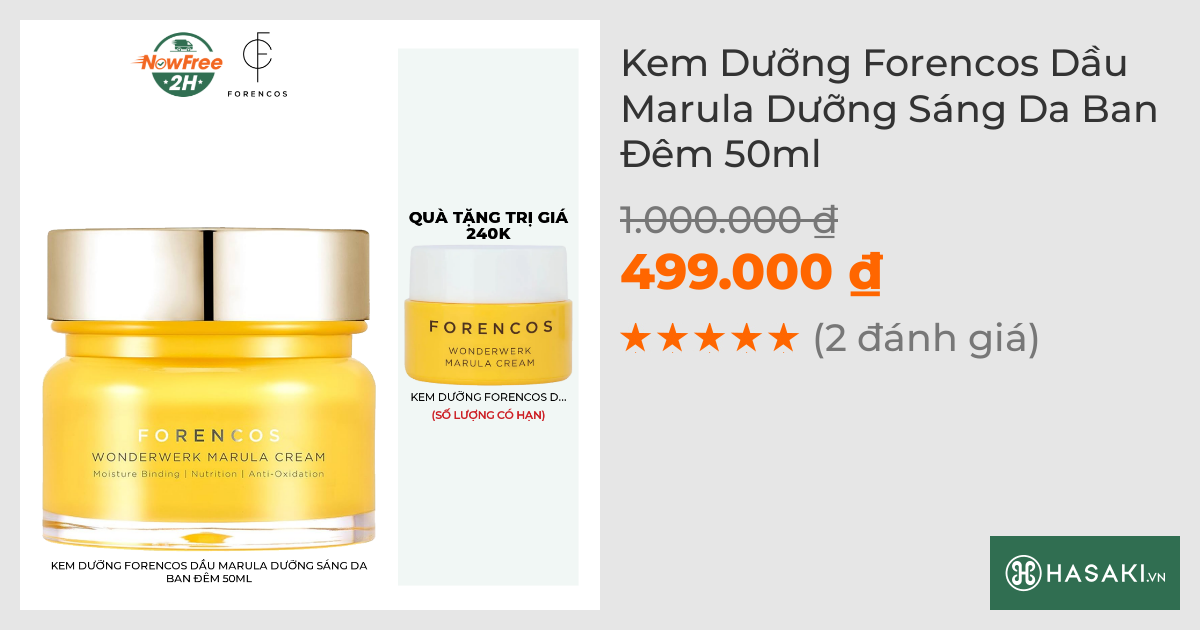 Kem Dưỡng Forencos Dầu Marula Dưỡng Sáng Da Ban Đêm 50ml