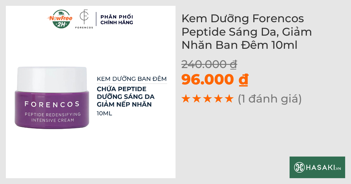 Kem Dưỡng Forencos Peptide Sáng Da, Giảm Nhăn Ban Đêm 10ml