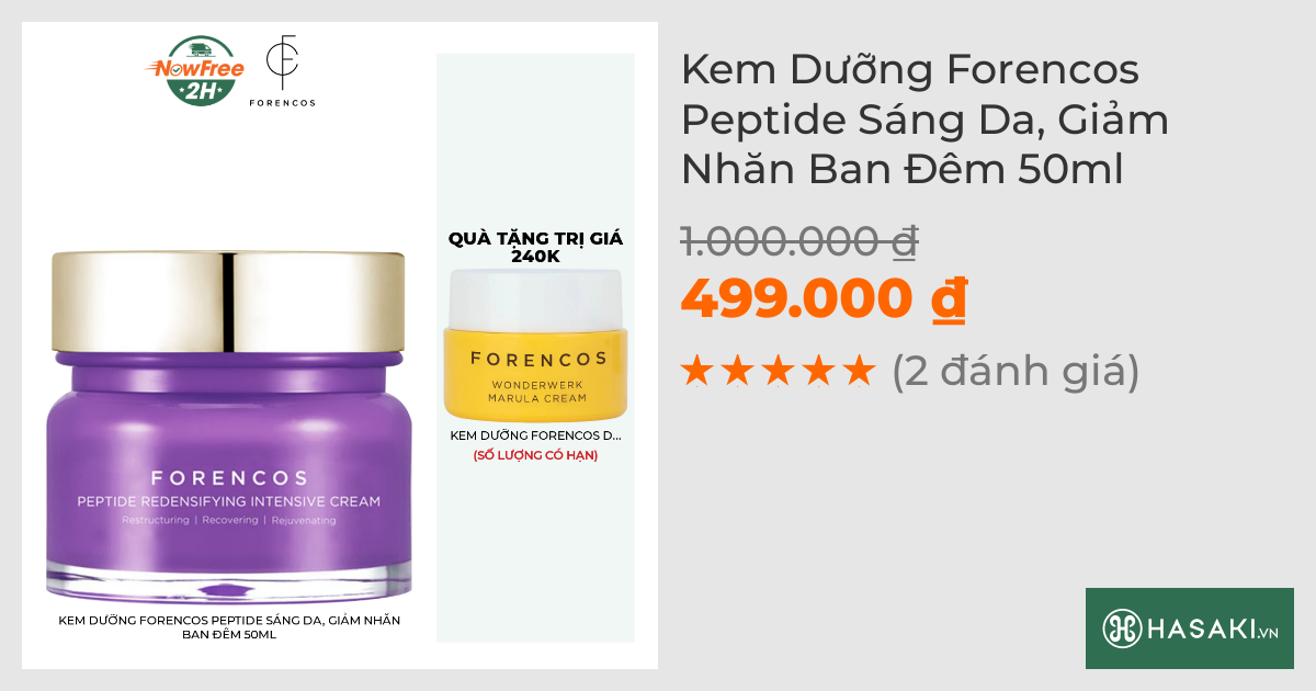 Kem Dưỡng Forencos Peptide Sáng Da, Giảm Nhăn Ban Đêm 50ml