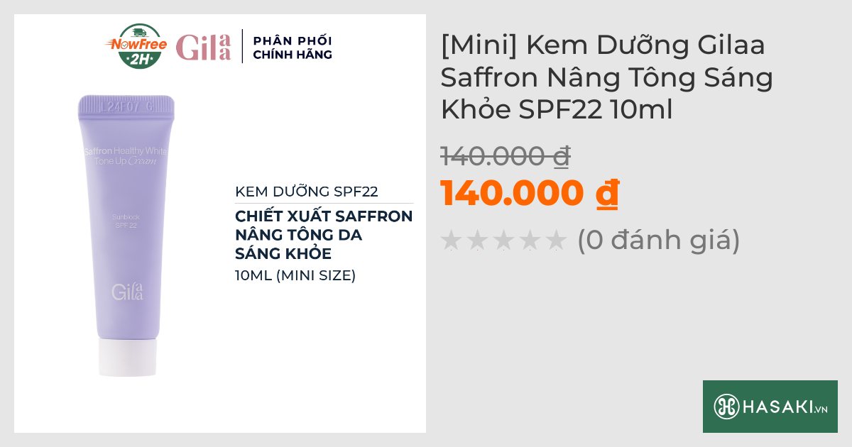 [Mini] Kem Dưỡng Gilaa Saffron Nâng Tông Sáng Khỏe SPF22 10ml