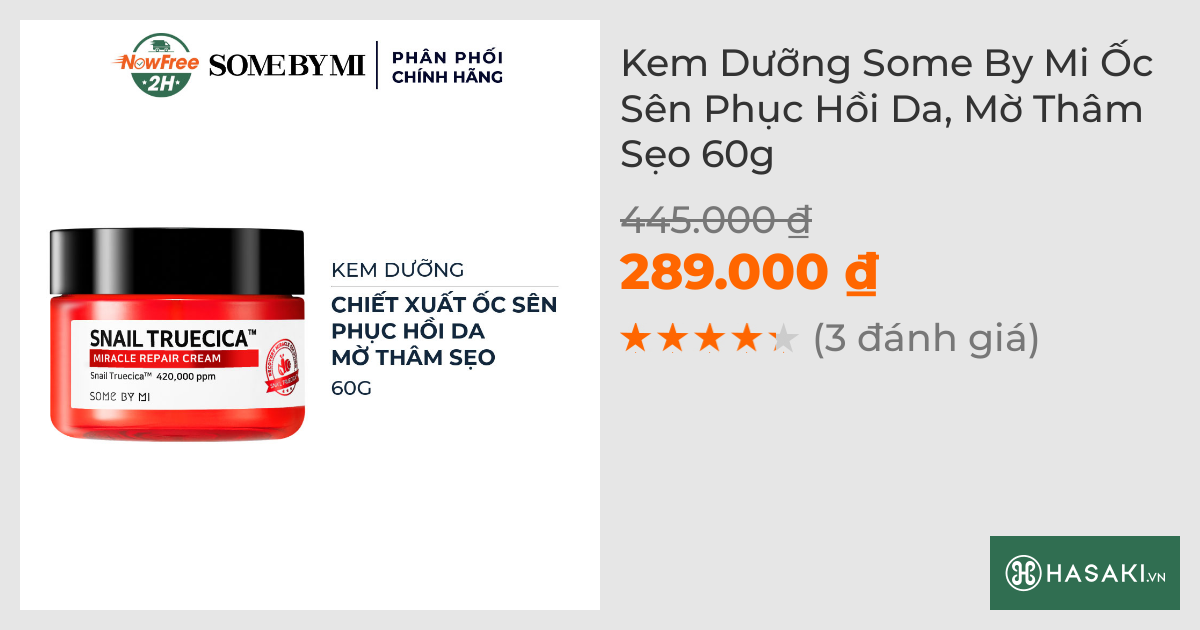 Kem Dưỡng Some By Mi Ốc Sên Phục Hồi Da, Mờ Thâm Sẹo 60g