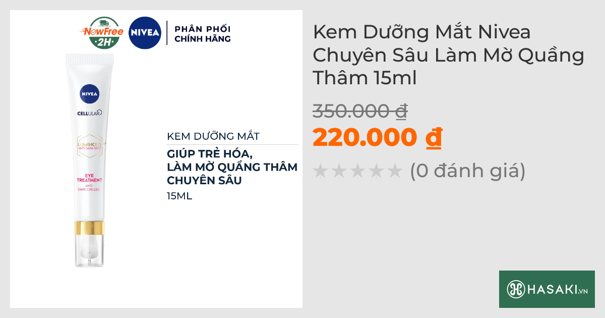 Kem Dưỡng Mắt Nivea Chuyên Sâu Làm Mờ Quầng Thâm 15ml