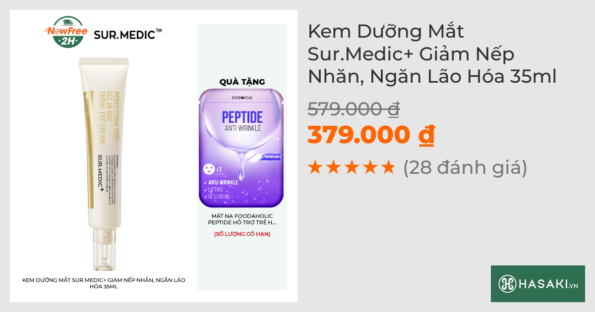 Kem Dưỡng Mắt Sur.Medic+ Giảm Nếp Nhăn, Ngăn Lão Hóa 35ml