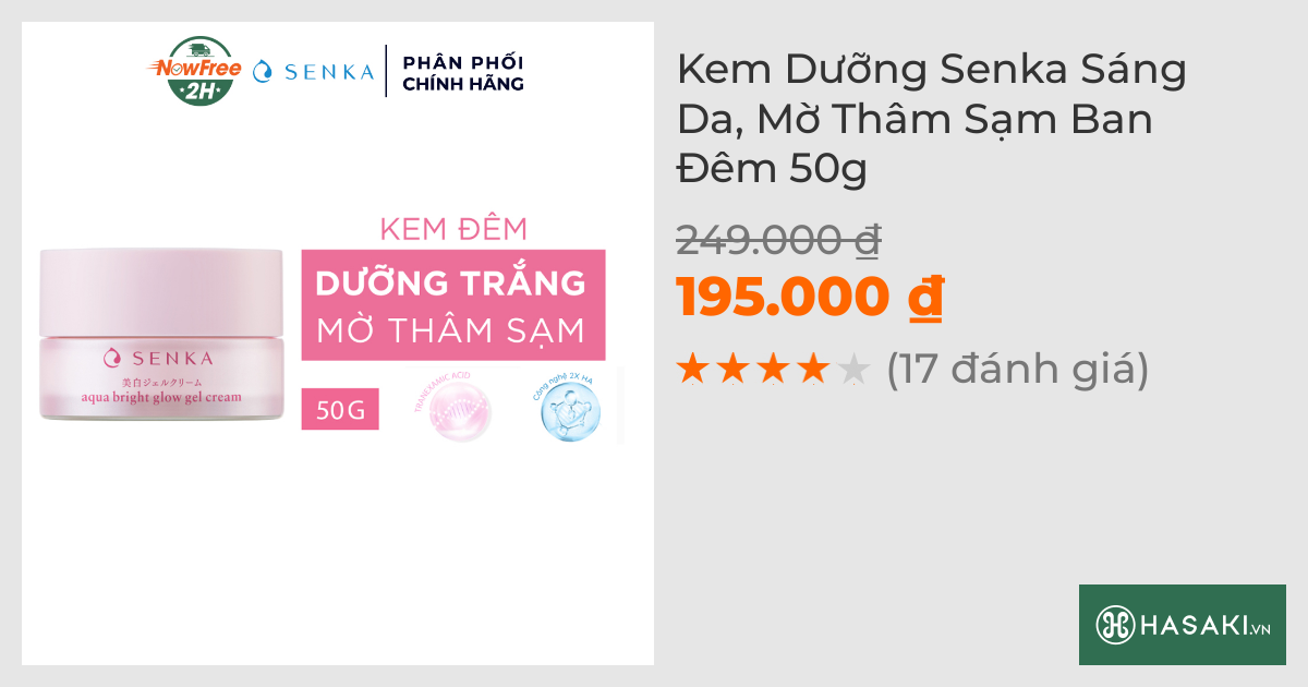 Kem Dưỡng Senka Sáng Da, Mờ Thâm Sạm Ban Đêm 50g