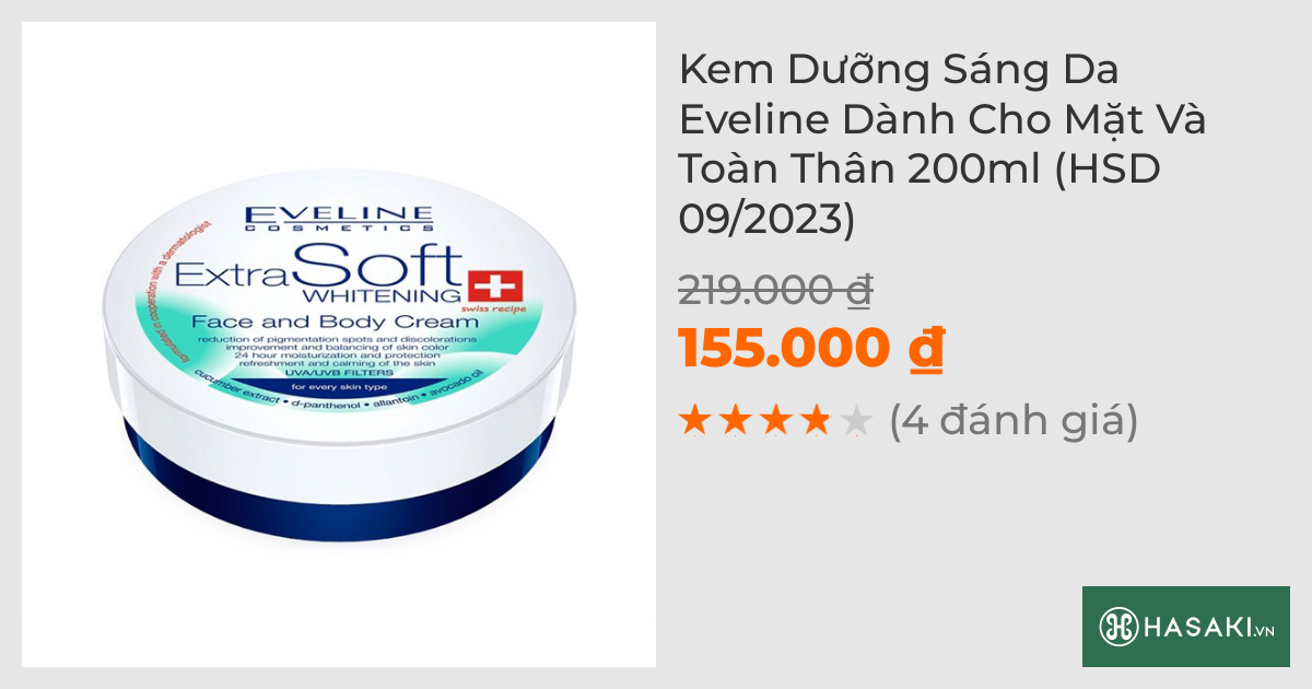 Kem Dưỡng Sáng Da Eveline Dành Cho Mặt Và Toàn Thân 200ml (HSD 09/2023)