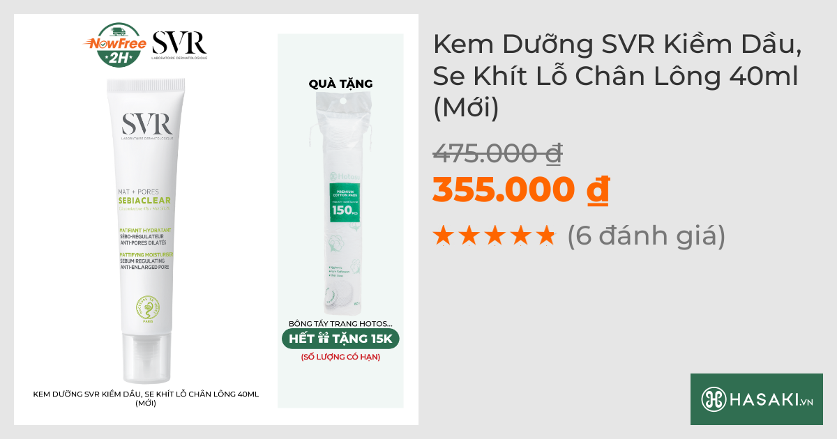 Kem Dưỡng SVR Kiềm Dầu, Se Khít Lỗ Chân Lông 40ml (Mới)