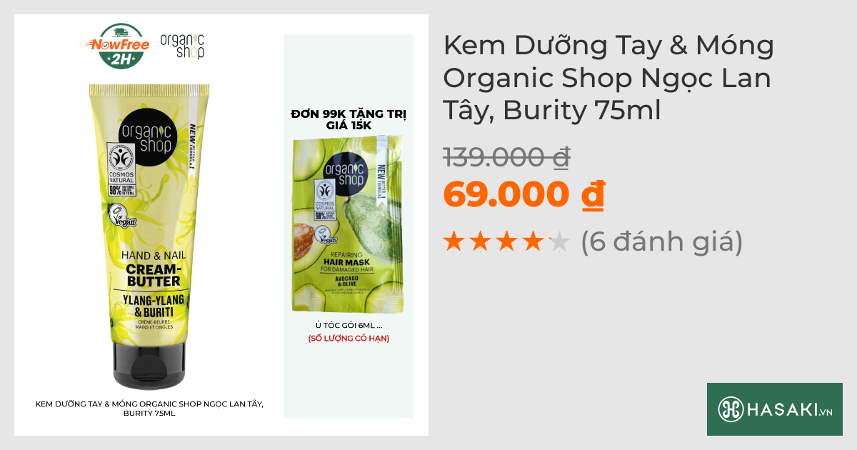 Kem Dưỡng Tay & Móng Organic Shop Ngọc Lan Tây, Burity 75ml