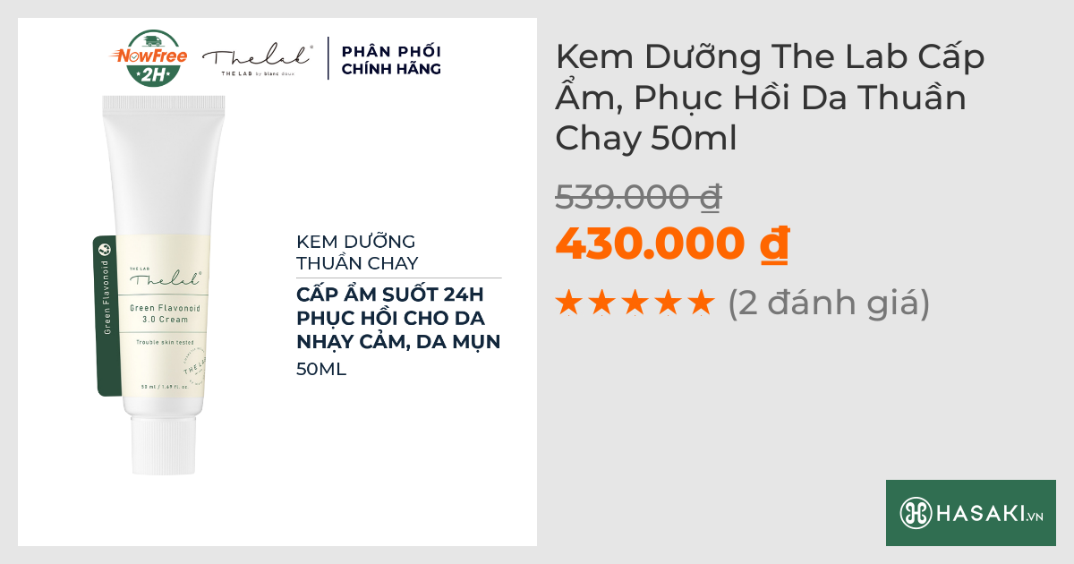 Kem Dưỡng The Lab Cấp Ẩm, Phục Hồi Da Thuần Chay 50ml