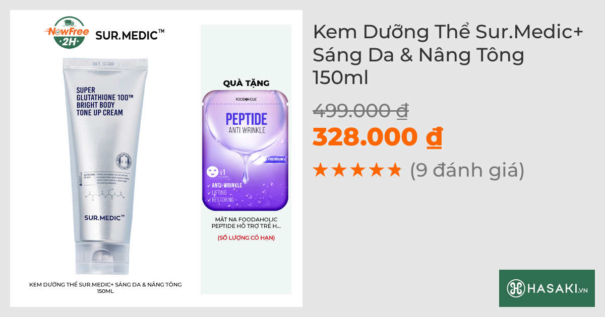 Kem Dưỡng Thể Sur.Medic+ Sáng Da & Nâng Tông 150ml