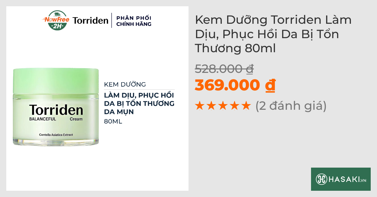 Kem Dưỡng Torriden Làm Dịu, Phục Hồi Da Bị Tổn Thương 80ml