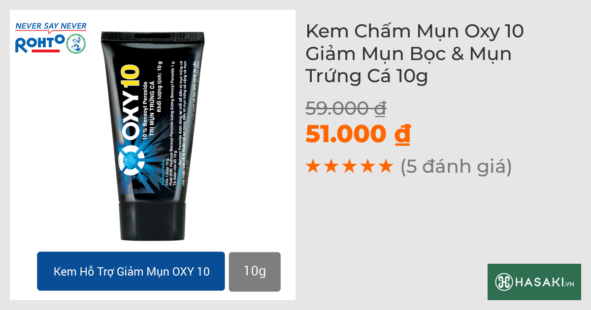 Kem Chấm Mụn Oxy 10 Giảm Mụn Bọc & Mụn Trứng Cá 10g