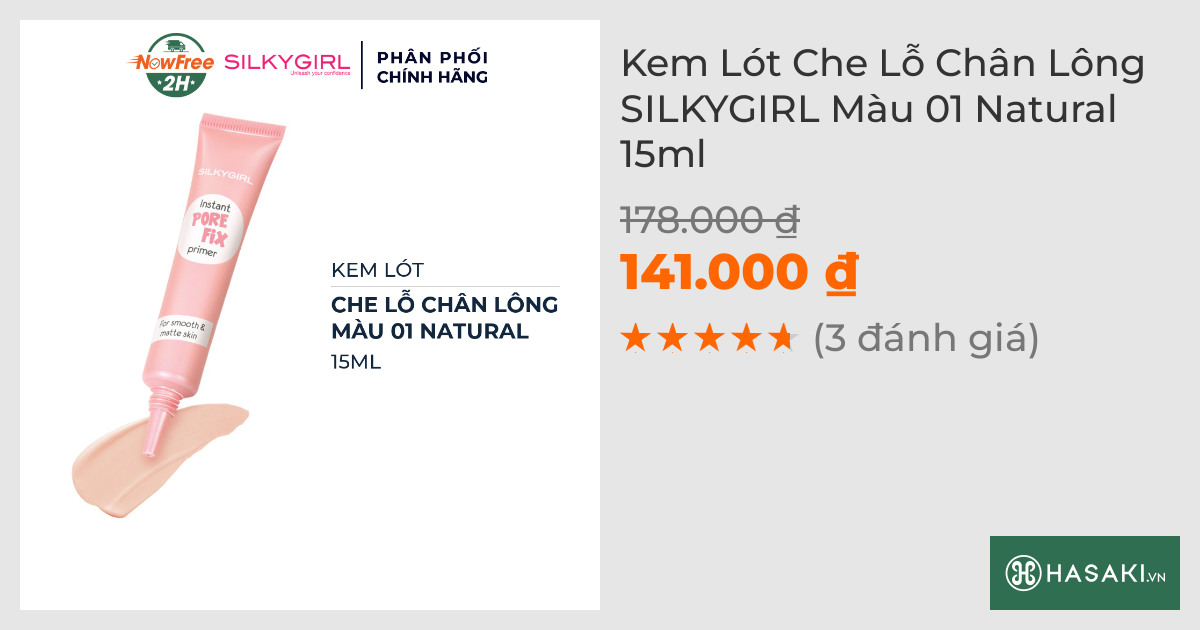 Kem Lót Che Lỗ Chân Lông SILKYGIRL Màu 01 Natural 15ml