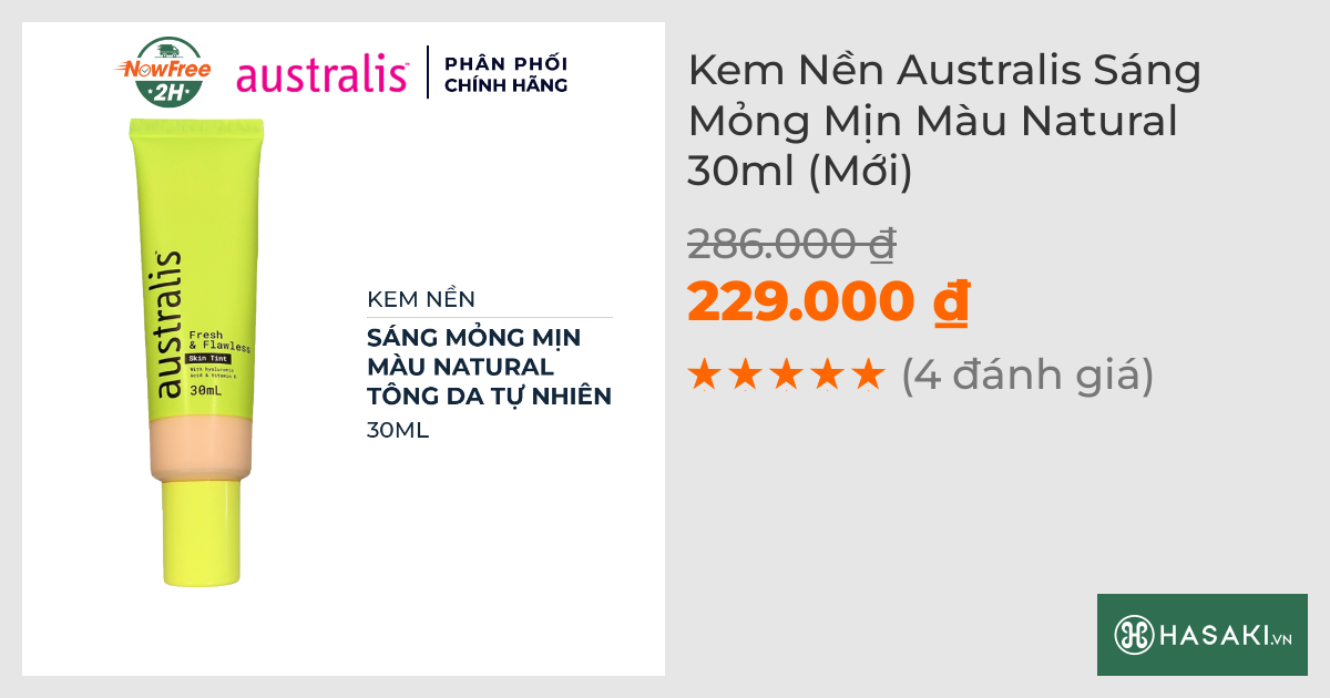 Kem Nền Australis Sáng Mỏng Mịn Màu Natural 30ml (Mới)