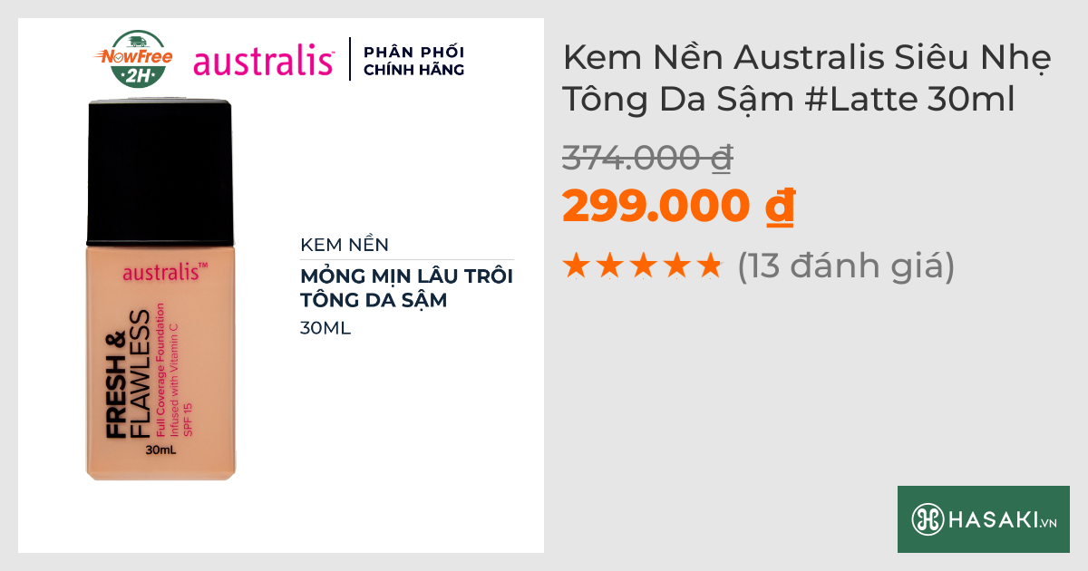 Kem Nền Australis Siêu Nhẹ Tông Da Sậm #Latte 30ml