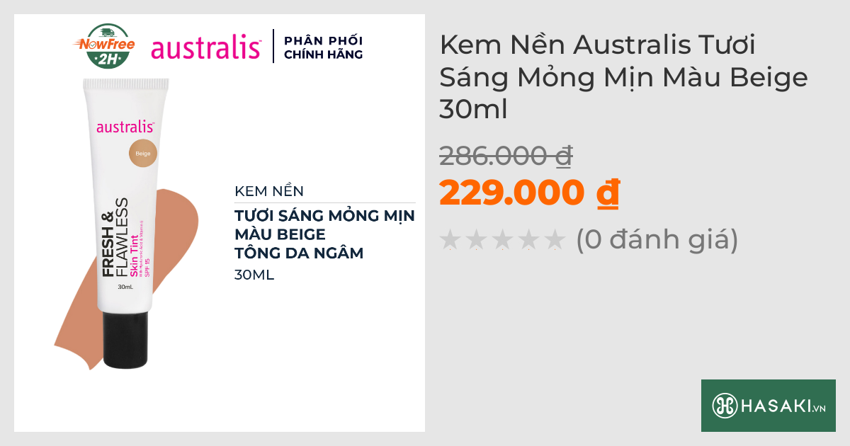 Kem Nền Australis Tươi Sáng Mỏng Mịn Màu Beige 30ml