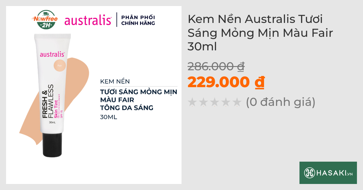 Kem Nền Australis Tươi Sáng Mỏng Mịn Màu Fair 30ml