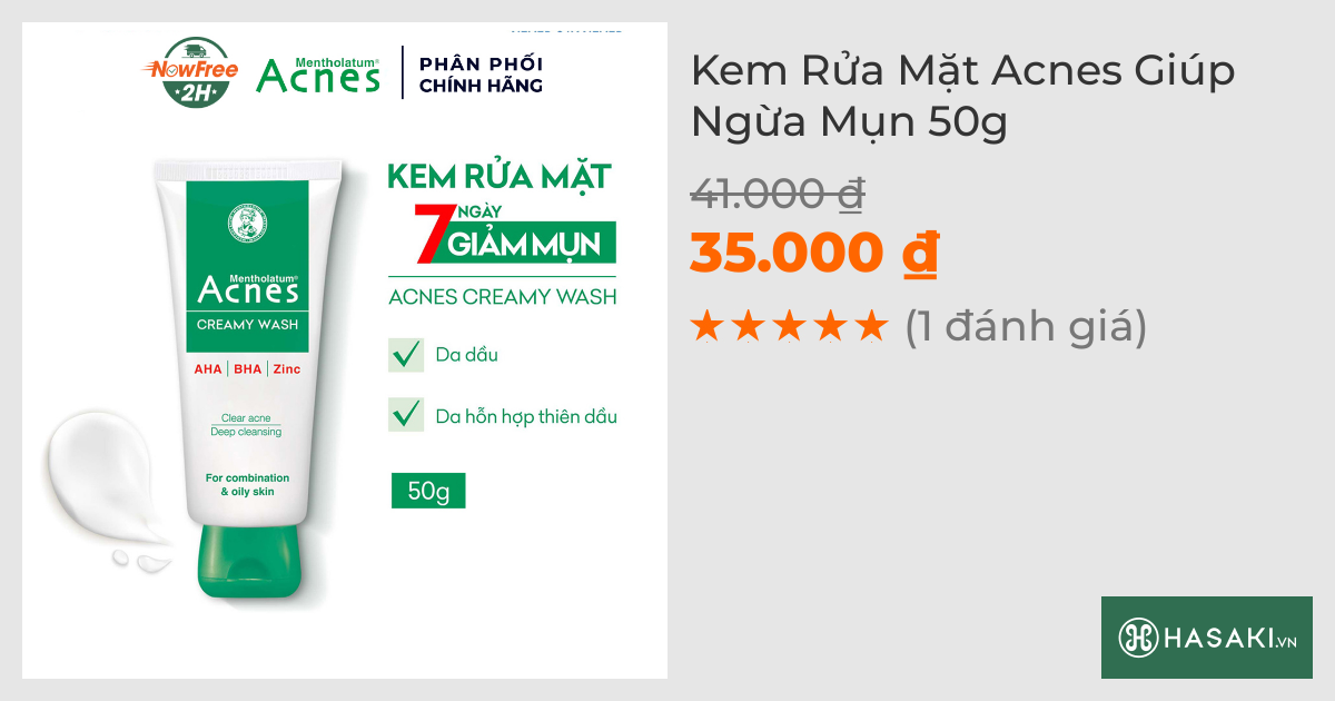 Kem Rửa Mặt Acnes Giúp Ngừa Mụn 50g