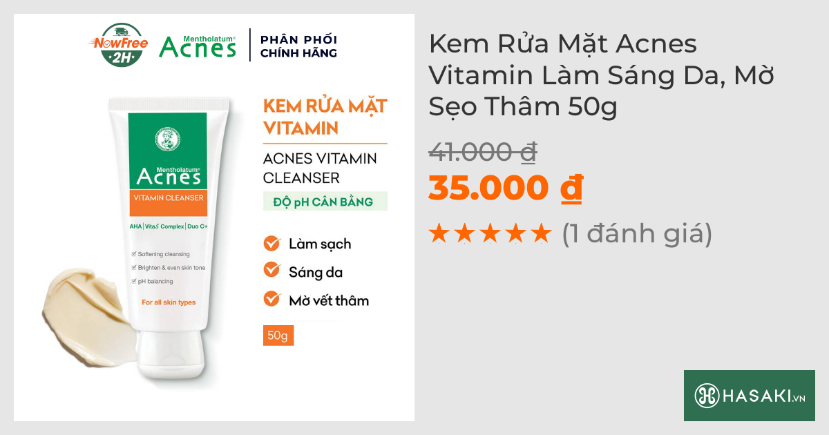 Kem Rửa Mặt Acnes Vitamin Làm Sáng Da, Mờ Sẹo Thâm 50g