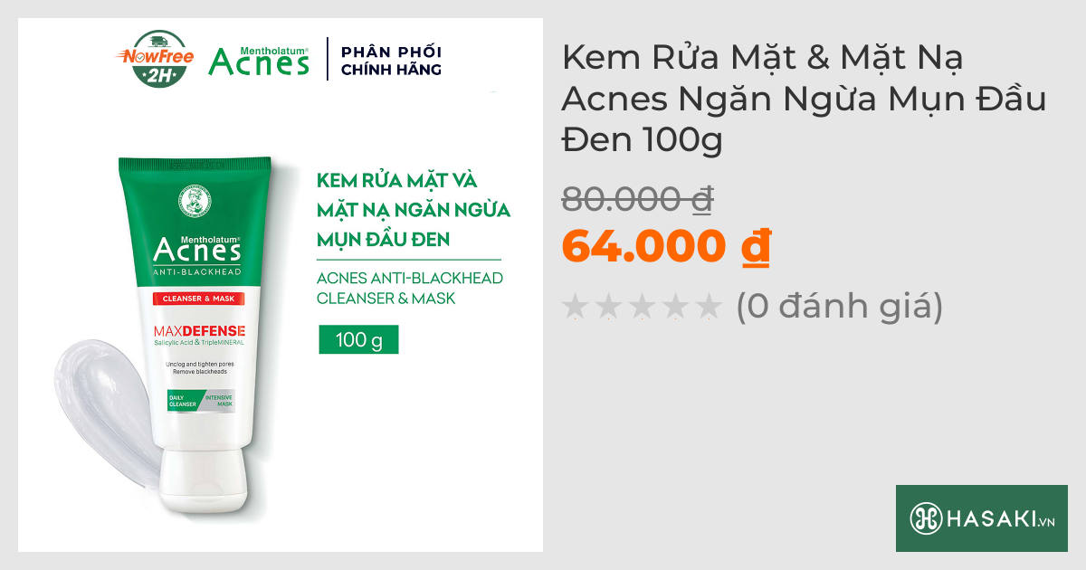 Kem Rửa Mặt & Mặt Nạ Acnes Ngăn Ngừa Mụn Đầu Đen 100g