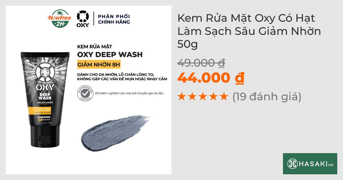 Kem Rửa Mặt Oxy Có Hạt Làm Sạch Sâu Giảm Nhờn 50g