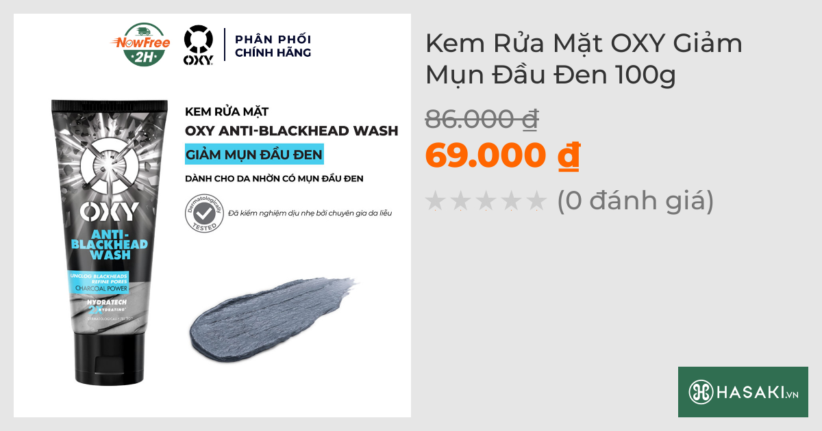 Kem Rửa Mặt OXY Giảm Mụn Đầu Đen 100g