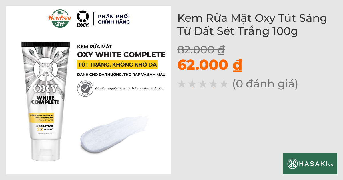 Kem Rửa Mặt Oxy Tút Sáng Từ Đất Sét Trắng 100g