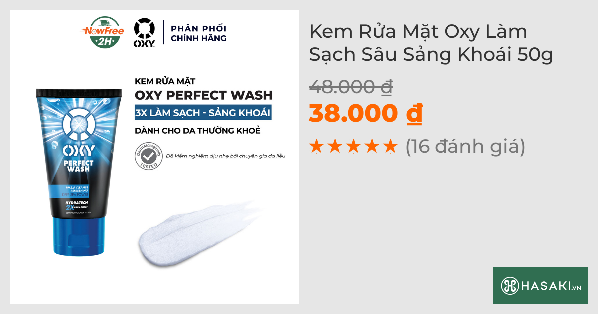 Kem Rửa Mặt Oxy Làm Sạch Sâu Sảng Khoái 50g