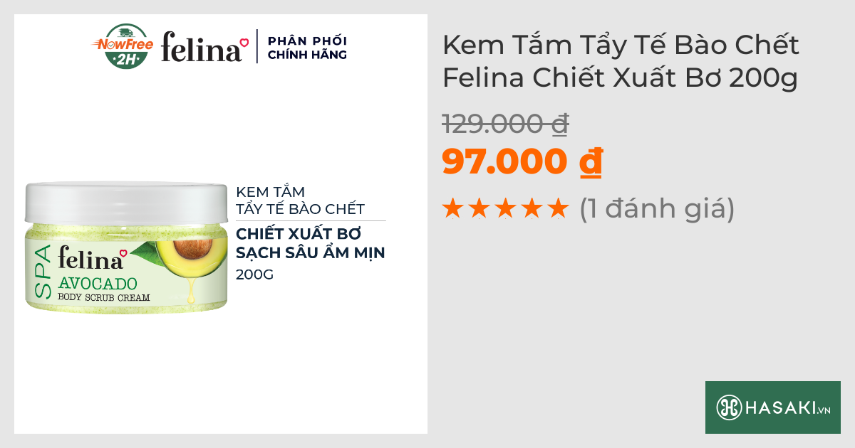 Kem Tắm Tẩy Tế Bào Chết Felina Chiết Xuất Bơ 200g