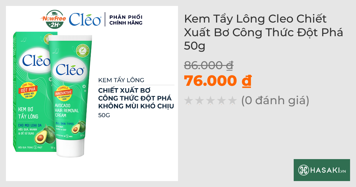 Kem Tẩy Lông Cleo Chiết Xuất Bơ Công Thức Đột Phá 50g