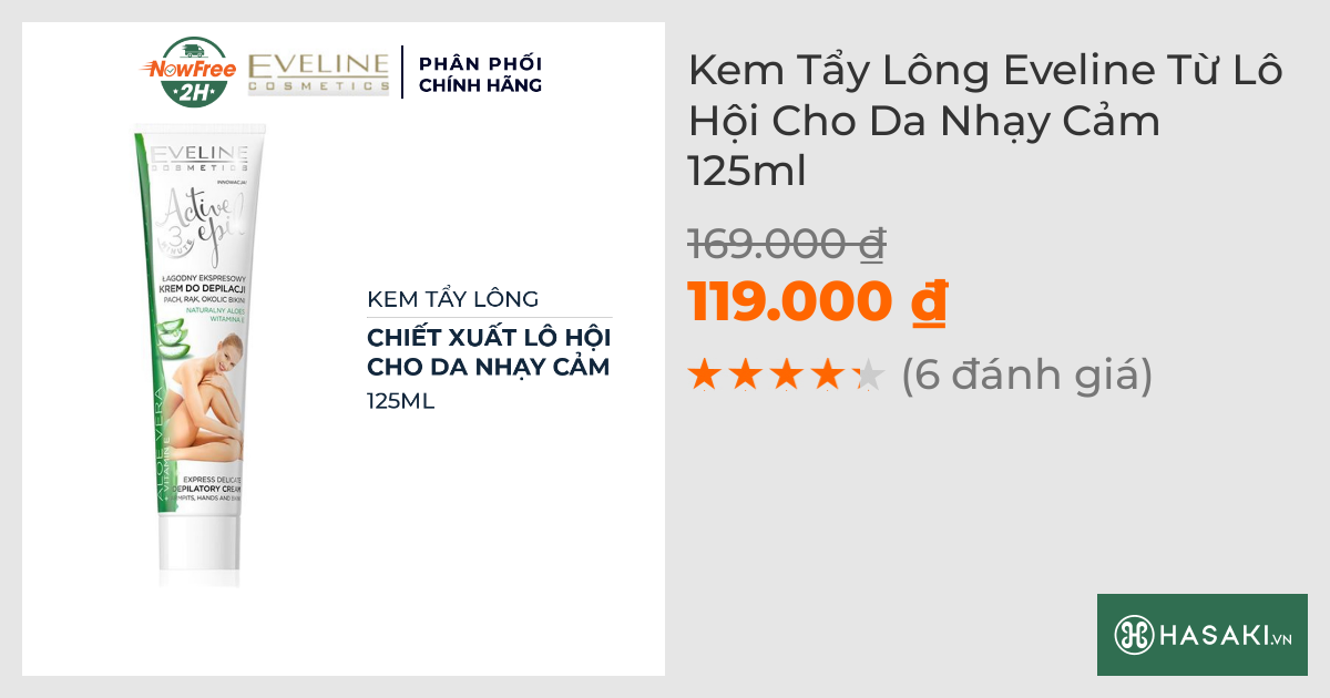 Kem Tẩy Lông Eveline Từ Lô Hội Cho Da Nhạy Cảm 125ml